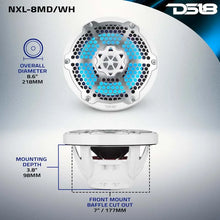 Load image into Gallery viewer, DS18 Hybrid Marine Speaker w/ Driver And RGB LEDs 8in 2-Way 350 Watts RMS 4 ohm White w/ Covers - Additional View 10
