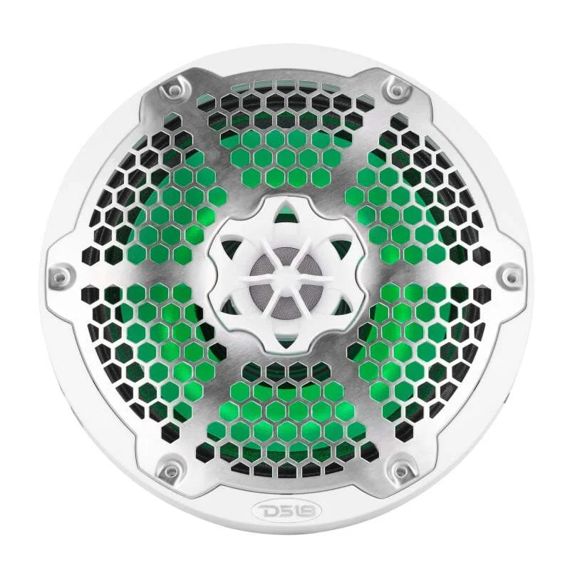 DS18 Hybrid Marine Speaker w/ Driver And RGB LEDs 8in 2-Way 350 Watts RMS 4 ohm White w/ Covers - Additional View 11