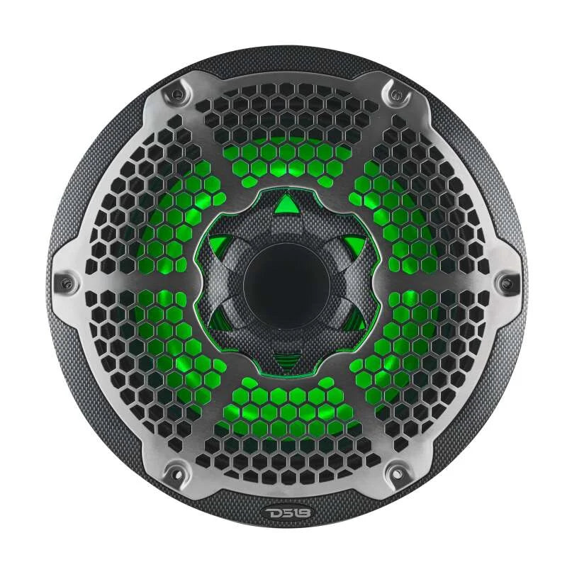DS18 Hybrid Marine Speakers w/ Driver And RGB LED 10in 2-Way 450 Watts RMS 4 ohm Crbn Fiber w/ Cover - Additional View 5