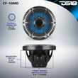 Load image into Gallery viewer, DS18 Hybrid Marine Speakers w/ Driver And RGB LED 10in 2-Way 450 Watts RMS 4 ohm Crbn Fiber w/ Cover - Additional View 9
