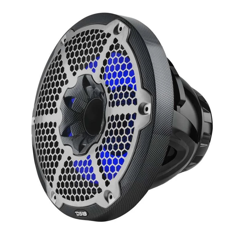 DS18 Hybrid Marine Speakers w/ Driver And RGB LED 10in 2-Way 450 Watts RMS 4 ohm Crbn Fiber w/ Cover - Additional View 11