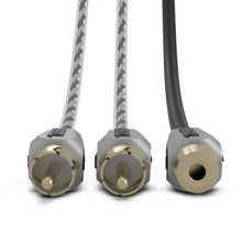 Load image into Gallery viewer, DS18 Level 3 RCA Wire Y Connector 1 Male to 2 Female Black - Side View
