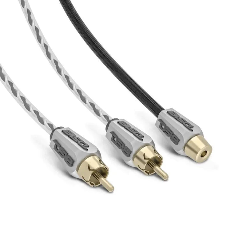 DS18 Level 3 RCA Wire Y Connector 1 Male to 2 Female Black - Back View