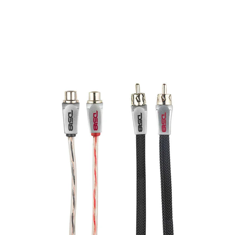 DS18 Level 3 RCA Wire Y Connector 1 Male to 2 Female Black + Red Kit - Detail View