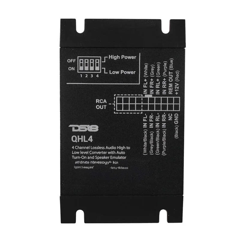 DS18 Lossless Hi/Low Converter 4-Channel Speaker Emulator Auto Turn-On - Back View