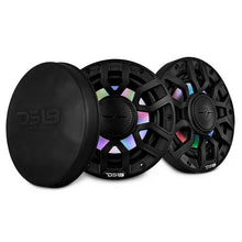 Load image into Gallery viewer, DS18 Marine 6.5in 2-Way 150 Watts RMS 4 ohm Digital LED Lights Bullet Tweeter Covers Included Black - Back View