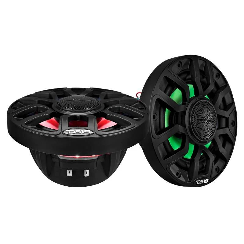 DS18 Marine 6.5in 2-Way 150 Watts RMS 4 ohm Digital LED Lights Bullet Tweeter Covers Included Black - Additional View 5