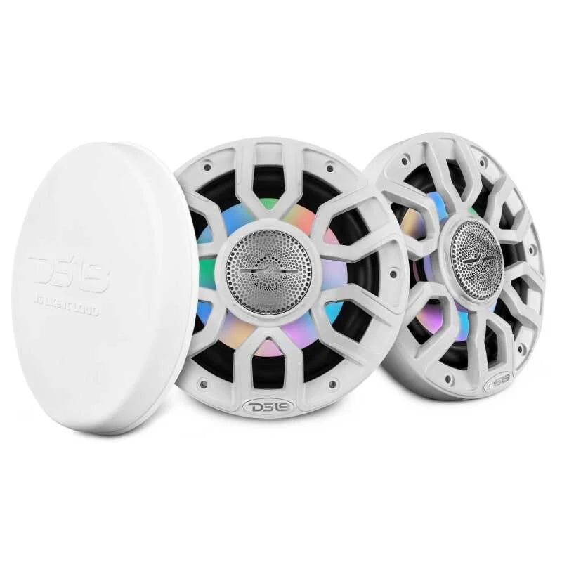 DS18 Marine 6.5in 2-Way 150 Watts RMS 4 ohm Digital LED Lights Bullet Tweeter Covers Included White - Installation View