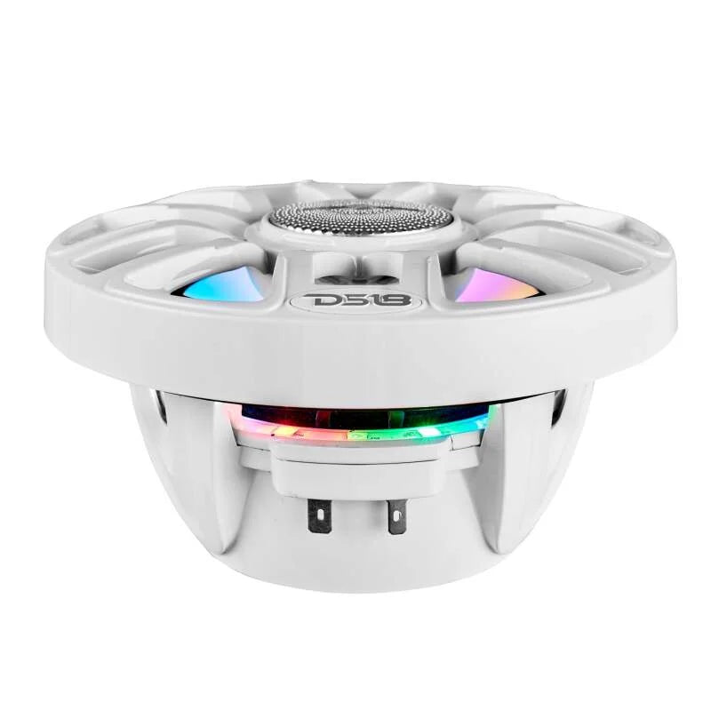 DS18 Marine 6.5in 2-Way 150 Watts RMS 4 ohm Digital LED Lights Bullet Tweeter Covers Included White - Additional View 5