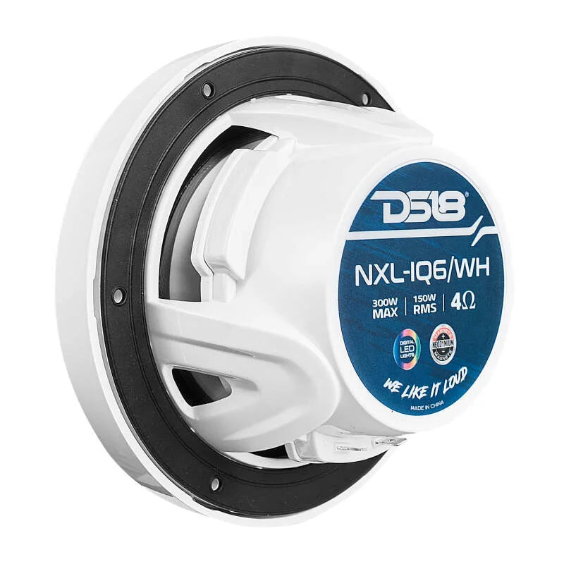 DS18 Marine 6.5in 2-Way 150 Watts RMS 4 ohm Digital LED Lights Bullet Tweeter Covers Included White - Additional View 9