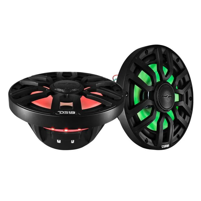 DS18 Marine 8in 2-Way 175 Watts RMS 4 ohm Digital LED Lights Bullet Tweeter Covers Included Black - Additional View 5