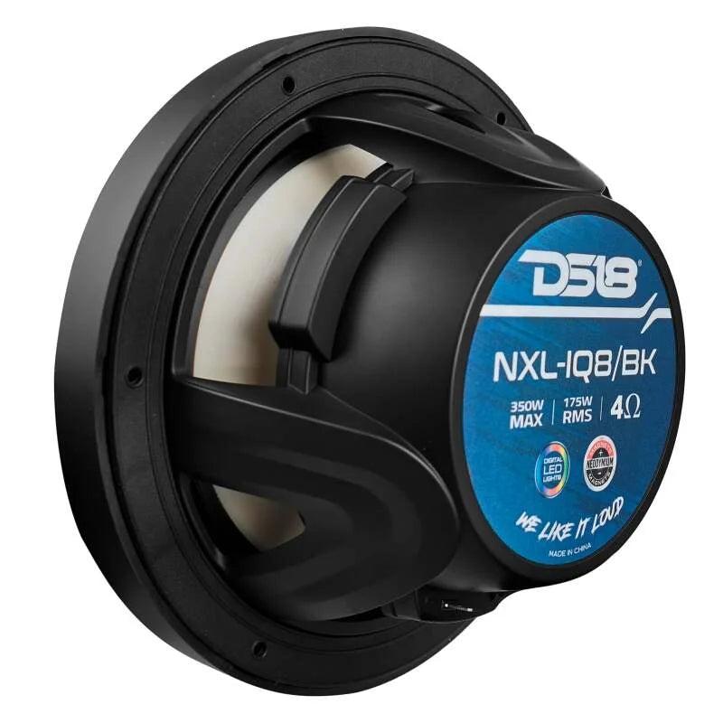 DS18 Marine 8in 2-Way 175 Watts RMS 4 ohm Digital LED Lights Bullet Tweeter Covers Included Black - Additional View 6
