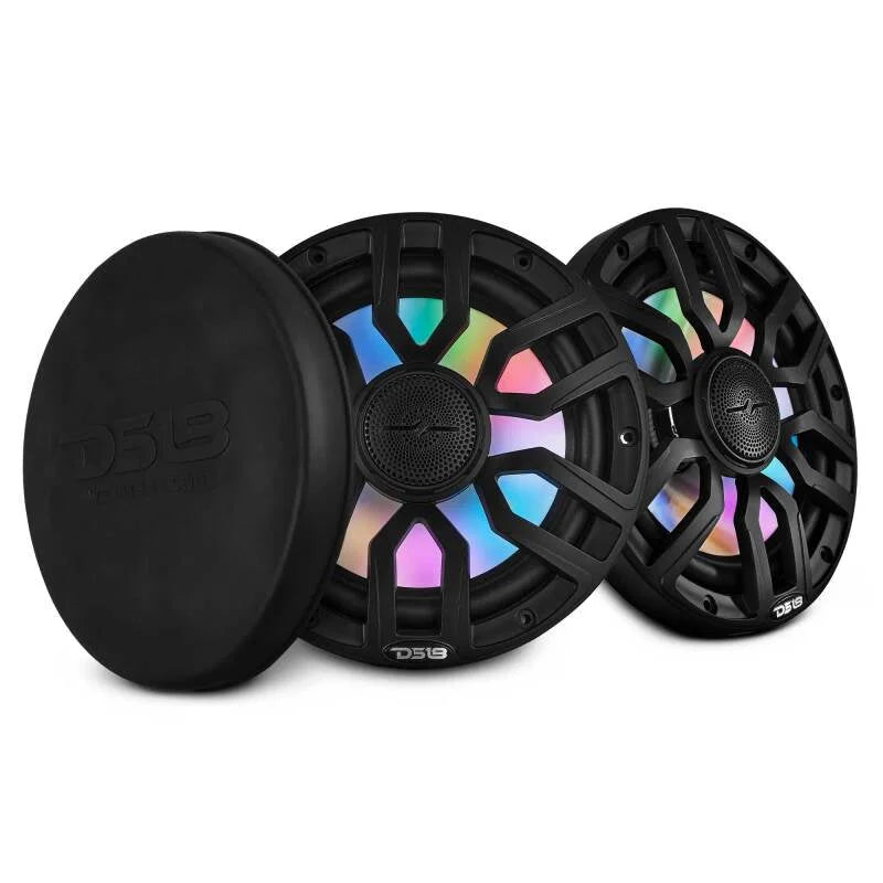 DS18 Marine 8in 2-Way 175 Watts RMS 4 ohm Digital LED Lights Bullet Tweeter Covers Included Black - Additional View 7