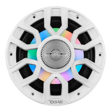 Load image into Gallery viewer, DS18 Marine 8in 2-Way 175 Watts RMS 4 ohm Digital LED Lights Bullet Tweeter Covers Included White - Additional View 8