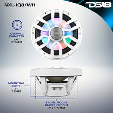 Load image into Gallery viewer, DS18 Marine 8in 2-Way 175 Watts RMS 4 ohm Digital LED Lights Bullet Tweeter Covers Included White - Additional View 9