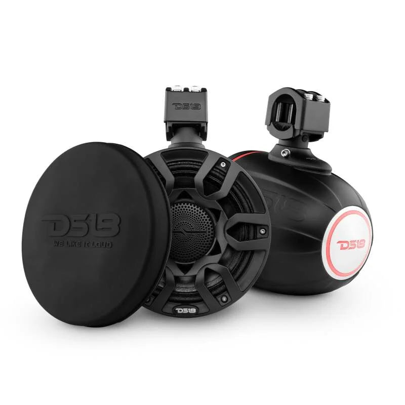DS18 Marine And Powersports 8in 250 Watts RMS RGB LED Lights PRO-HY8.4B Incl Cover Included Black - Back View
