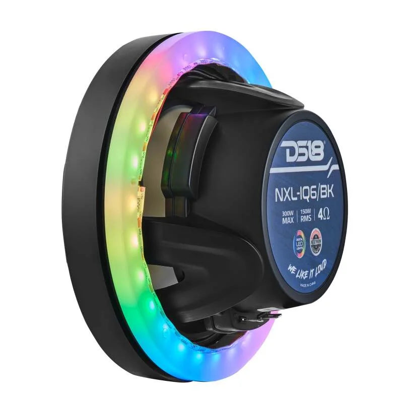 DS18 Marine And Powersports Speakers And Towers Ring 6.5in Digital LED lights 1/2in Spacer Depth - Installation View