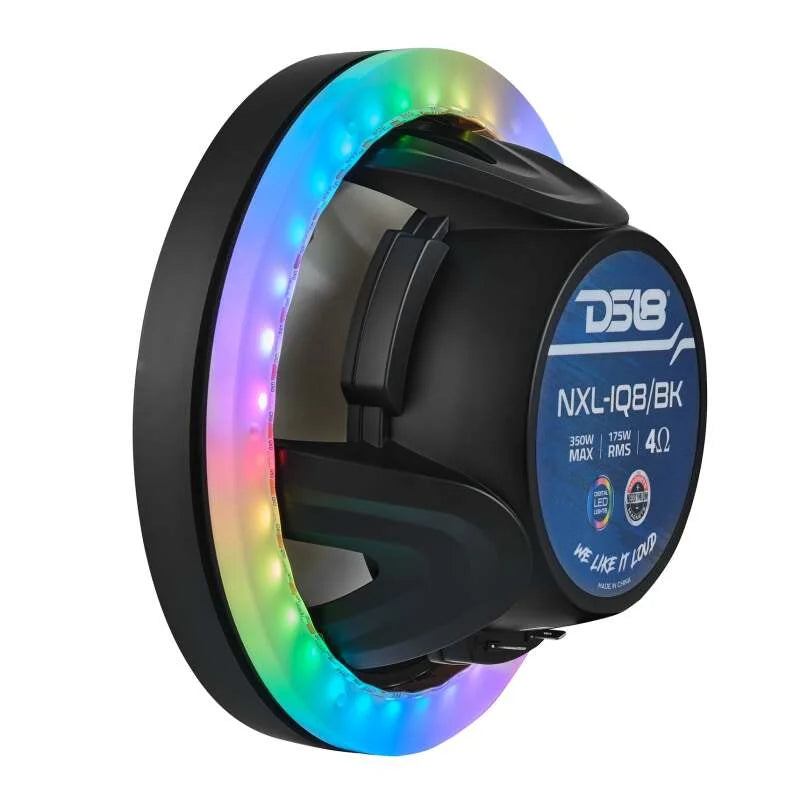 DS18 Marine And Powersports Speakers And Towers Ring 8in Digital LED lights 1/2in Spacer Depth - Back View