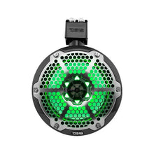 Load image into Gallery viewer, DS18 Marine And Powersports Tower 8in 125 Watts RMS RGB LED Lights Black Carbon Fiber - Installation View