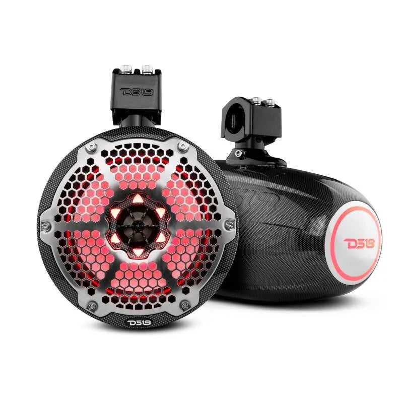 DS18 Marine And Powersports Tower 8in 125 Watts RMS RGB LED Lights Black Carbon Fiber - Additional View 5