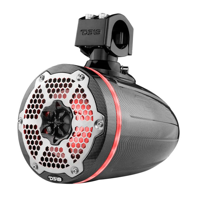 DS18 Marine And Powersports Towers 6.5in 100 Watts RMS RGB LED Lights Black Carbon Fiber - Side View