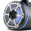 Load image into Gallery viewer, DS18 Marine And Powersports Towers 6.5in 100 Watts RMS RGB LED Lights Black Carbon Fiber - Installation View