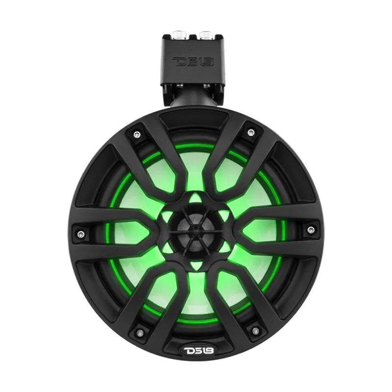 DS18 Marine And Powersports Towers 8in 125 Watts RMS RGB LED Lights Red - Side View