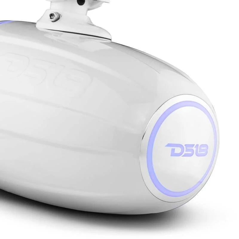 DS18 Marine And Powersports Towers 8in 125 Watts RMS RGB LED Lights White - Side View