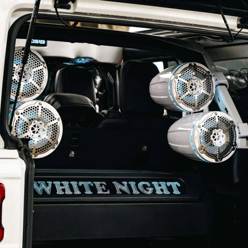 DS18 Marine And Powersports Towers 8in 125 Watts RMS RGB LED Lights White - Back View