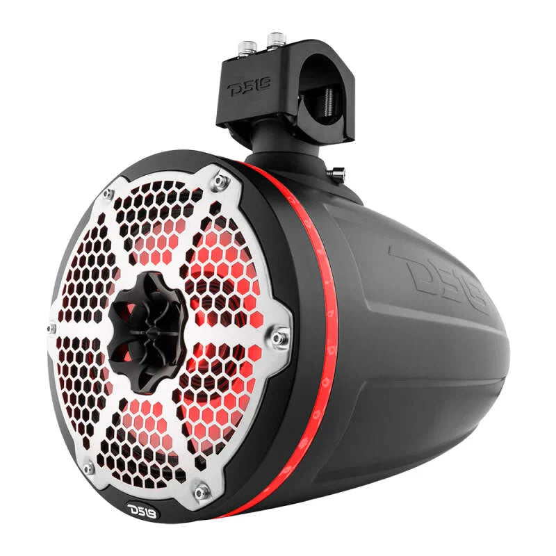 DS18 Marine And Powersports Towers 8in 1in Driver 180 Watts RMS RGB LED Lights Black - Main Product View