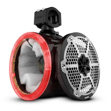 Load image into Gallery viewer, DS18 Marine And Powersports Towers 8in RGB LED Lights Black Carbon Fiber Speakers Not Included - Back View