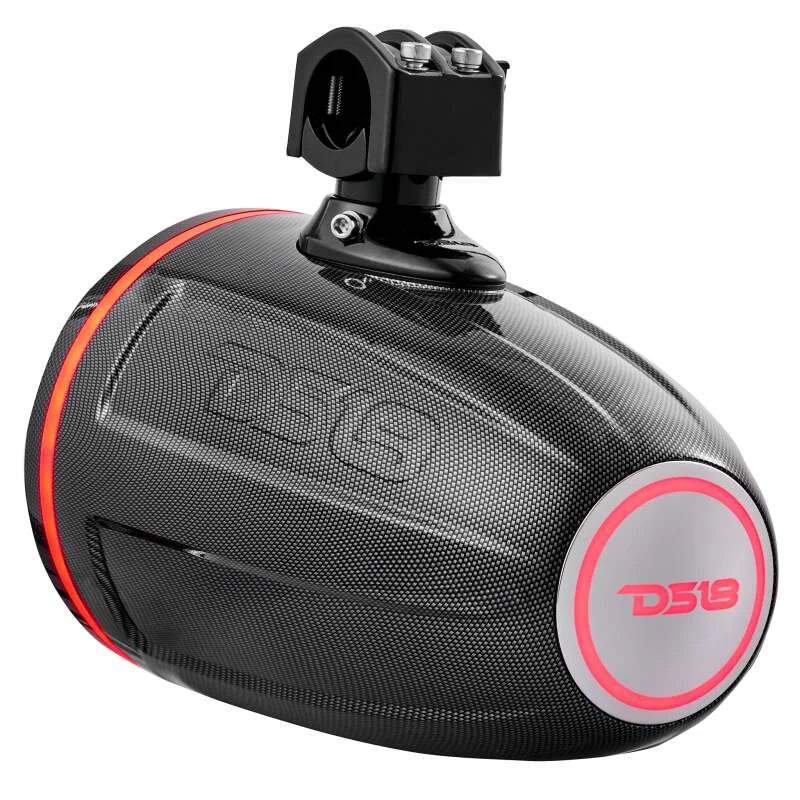 DS18 Marine And Powersports Towers 8in RGB LED Lights Black Carbon Fiber Speakers Not Included - Installation View