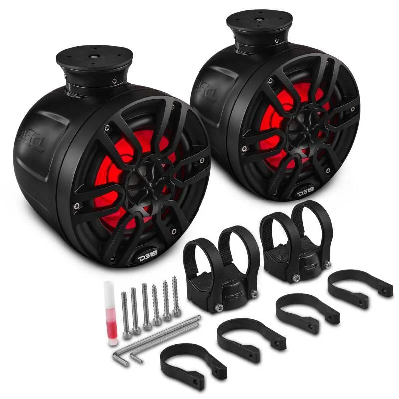 DS18 Marine And Psports Compact Towers Flat And Pole Mount 6.5in 100 Watts RMS RGB LED Lights Black - Main Product View