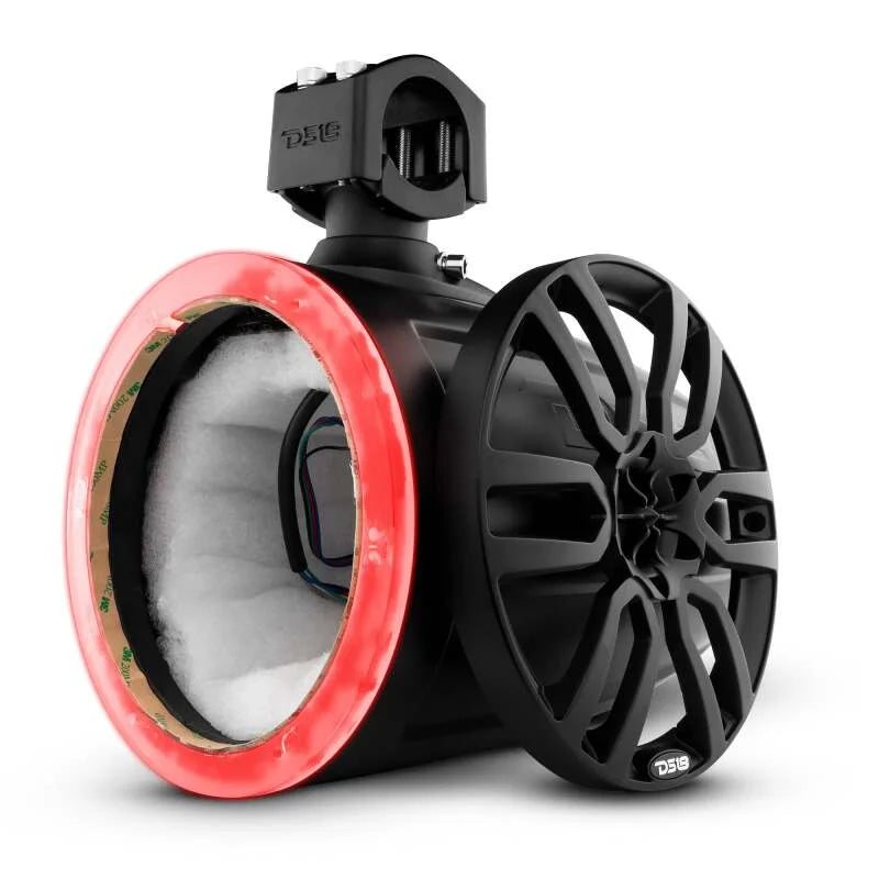 DS18 Marine And Psports Towers Speakers Not Included 8in RGB LED Lights Black - Side View