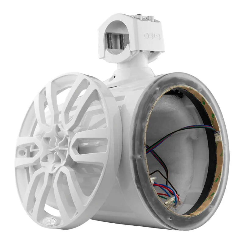 DS18 Marine And Psports Towers Speakers Not Included 8in RGB LED Lights White - Side View