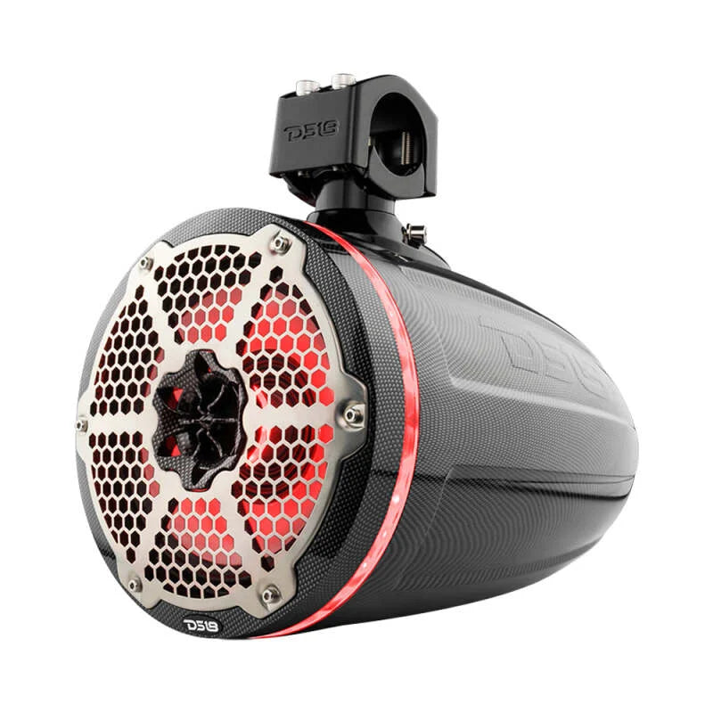 DS18 Marine And Psports Towers With Built In 8in 1in Driver 180 Watts RMS RGB LEDs Blk Crbn Fiber - Main Product View
