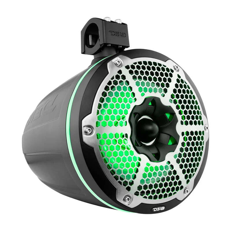 DS18 Marine And Psports Towers w/ Built In 10in 1in Driver 300 Watts RMS RGB LED Lights Black - Side View