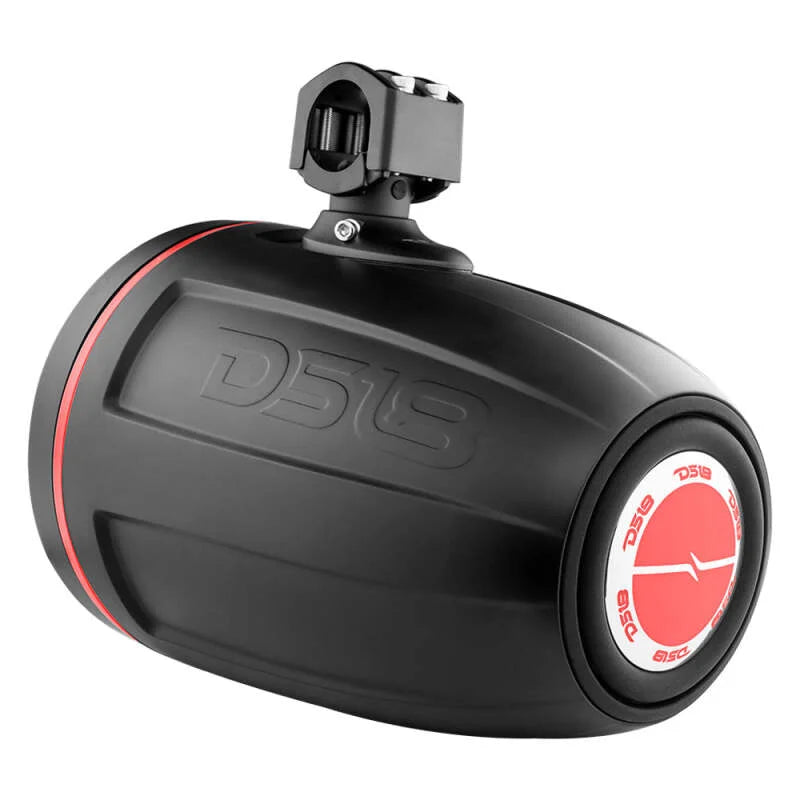 DS18 Marine And Psports Towers w/ Built In 10in 1in Driver 300 Watts RMS RGB LED Lights Black - Back View