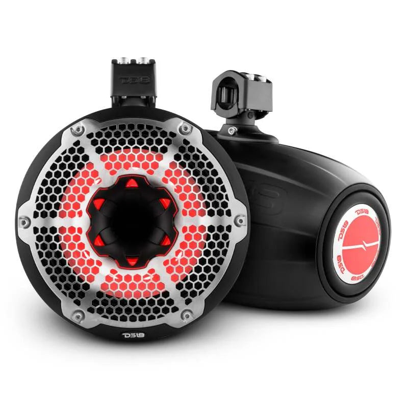 DS18 Marine And Psports Towers w/ Built In 10in 1in Driver 300 Watts RMS RGB LED Lights Black - Additional View 6