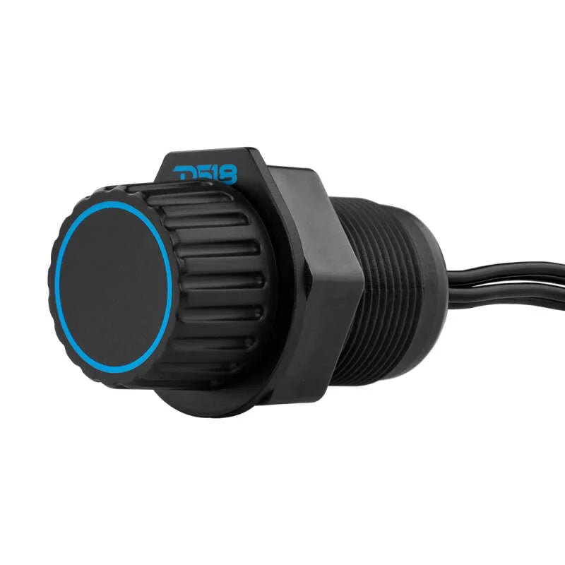 DS18 Marine Bass Knob Compatible w/ Any Source Unit RCA Input and Output Flush Mount - Back View