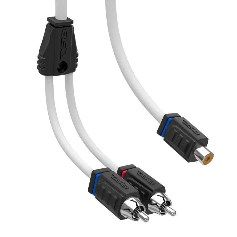 DS18 Marine Grade Tinned Copper OFC RCA Wires 1 Female to 2 Male Splitter - Side View