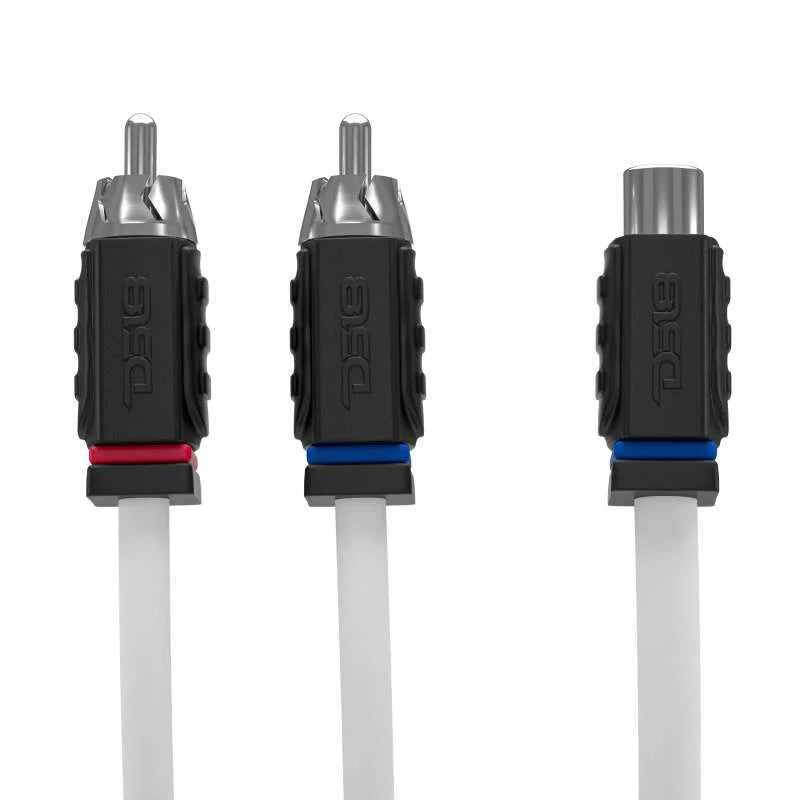 DS18 Marine Grade Tinned Copper OFC RCA Wires 1 Female to 2 Male Splitter - Back View
