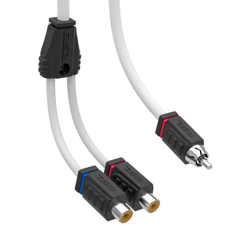 DS18 Marine Grade Tinned Copper OFC RCA Wires 2 Female to 1 Male Splitter - Side View