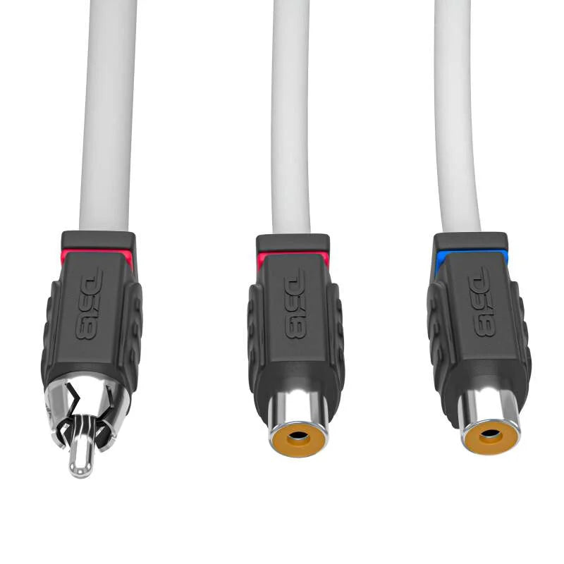 DS18 Marine Grade Tinned Copper OFC RCA Wires 2 Female to 1 Male Splitter - Back View