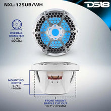 Load image into Gallery viewer, DS18 Marine Subwoofer w/ RGB Lights 12in 350 Watts RMS 4 ohm SVC White - Additional View 6