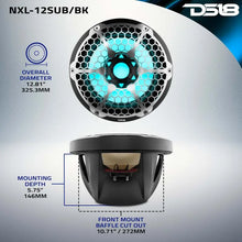 Load image into Gallery viewer, DS18 Marine Subwoofer w/ RGB Lights 12in 350 Watts RMS 4 ohm SVC |Black - Back View