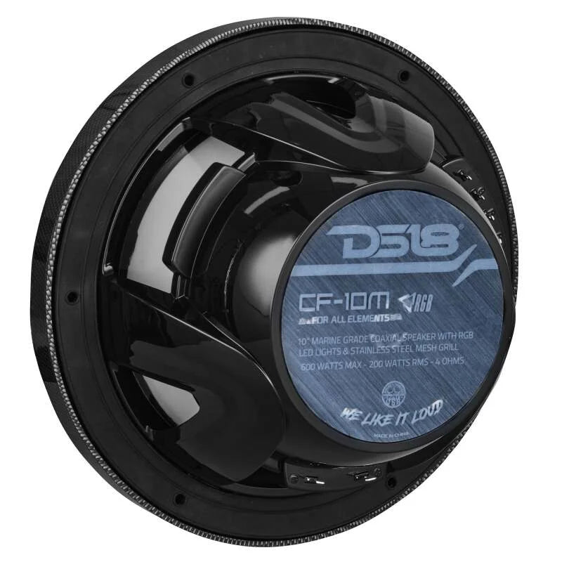 DS18 NXL-M Series Speaker w/ RGB LED Lights 10in 2-Way 200 Watts RMS 4 ohm Black Carbon Fiber - Side View