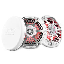 Load image into Gallery viewer, DS18 NXL-M Series Speaker w/ RGB LED Lights 6.5in 2-Way 100 Watts RMS 4 ohm White w/ Cover - Side View