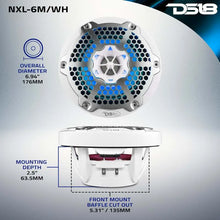 Load image into Gallery viewer, DS18 NXL-M Series Speaker w/ RGB LED Lights 6.5in 2-Way 100 Watts RMS 4 ohm White w/ Cover - Additional View 7