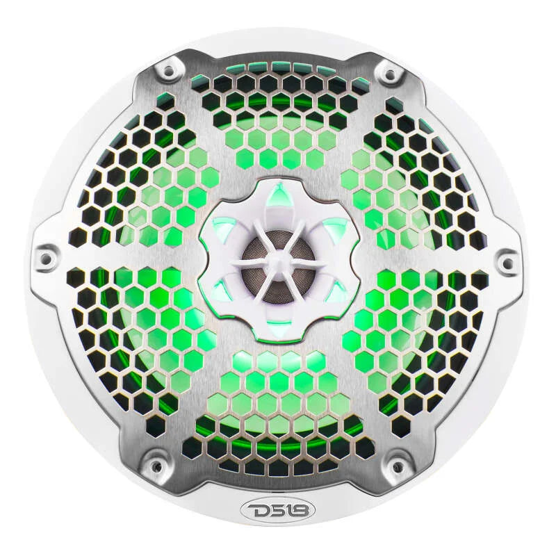 DS18 NXL-M Series Speaker w/ RGB LED Lights 8in 2-Way 125 Watts RMS 4 ohm White w/ Cover - Back View